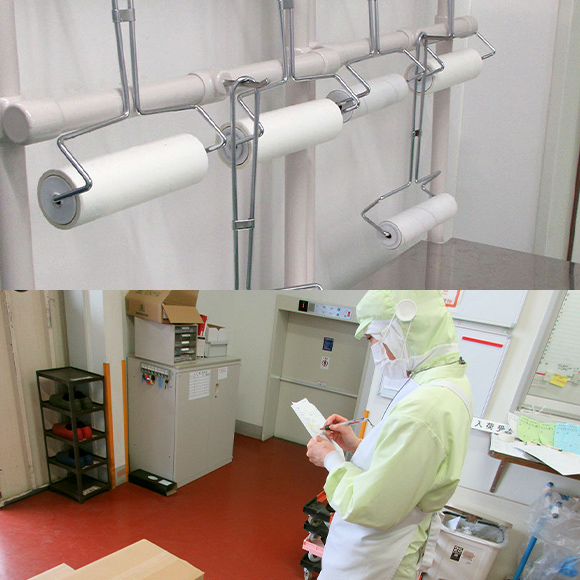 衛生服に着替え、身だしなみを整え現場入り