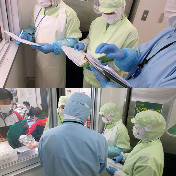 朝礼で作業内容確認